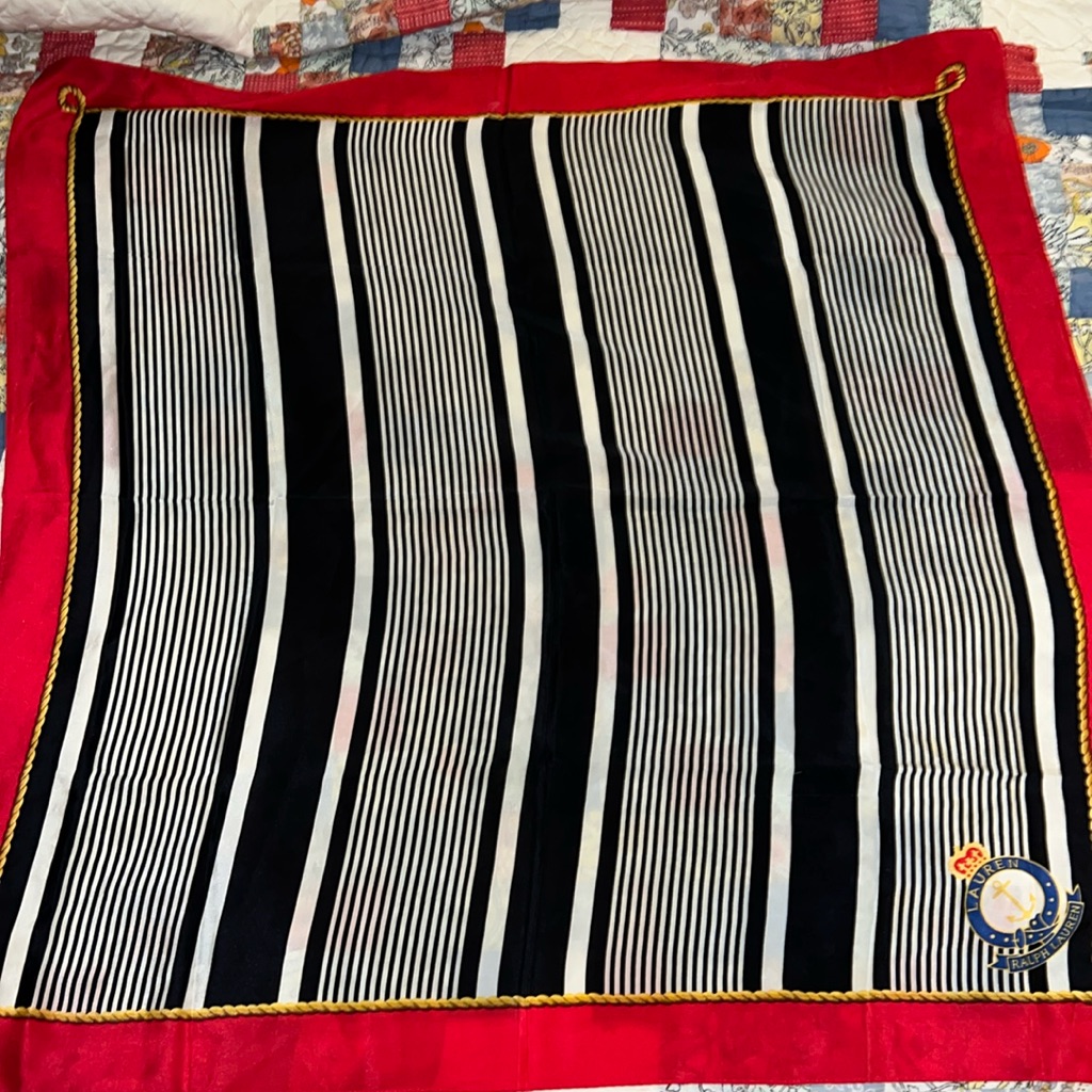 Vintage Lauren Ralph Lauren Silk Scarf Sailing Motif Square 31”